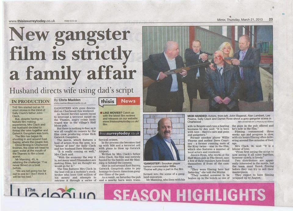 newspaper clip on gatwick gangsters