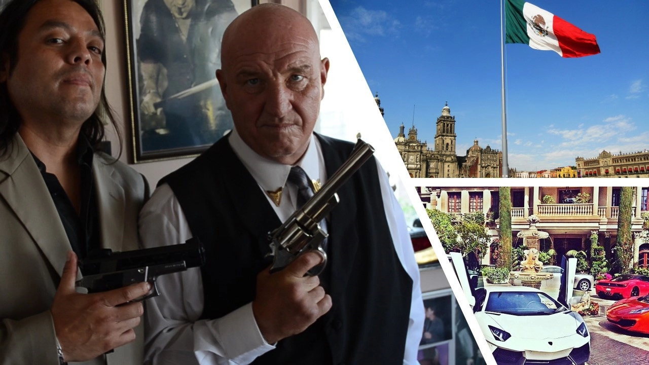 Ponce and Dave Courtney in mexico scene gatwick gangsters